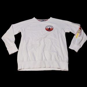 Tommy Hilfiger Mens M Medium White Lightweight Sweatshirt Sleeve Logo